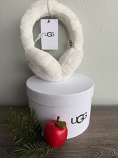 UGG Australia Classic Logo Faux Fur Earmuffs White NEW 