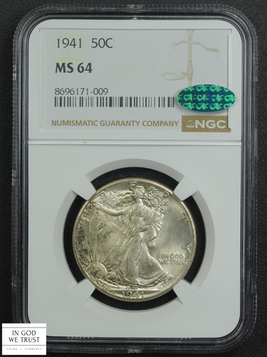 1941 Walking Liberty Silver Half Dollar 50C NGC MS 64 CAC