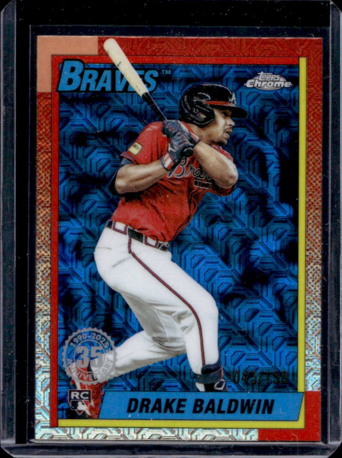 2025 Topps Update Drake Baldwin Silver Pack 1990 Chrome RC Blue Refractor #/150