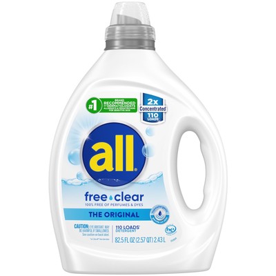 Liquid Laundry Detergent Free Clear for Sensitive Skin Unscented and Hypoalle...