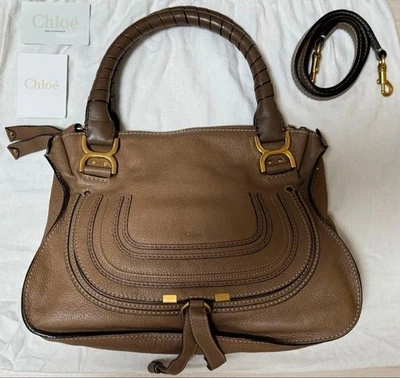Chloe Marcie Medium Satchel Leder 2-Wege Schulter Handtasche braun... - Bild 1 von 4