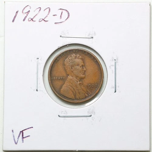 1922-D 1C Lincoln Wheat Cent in VF Condition #6050