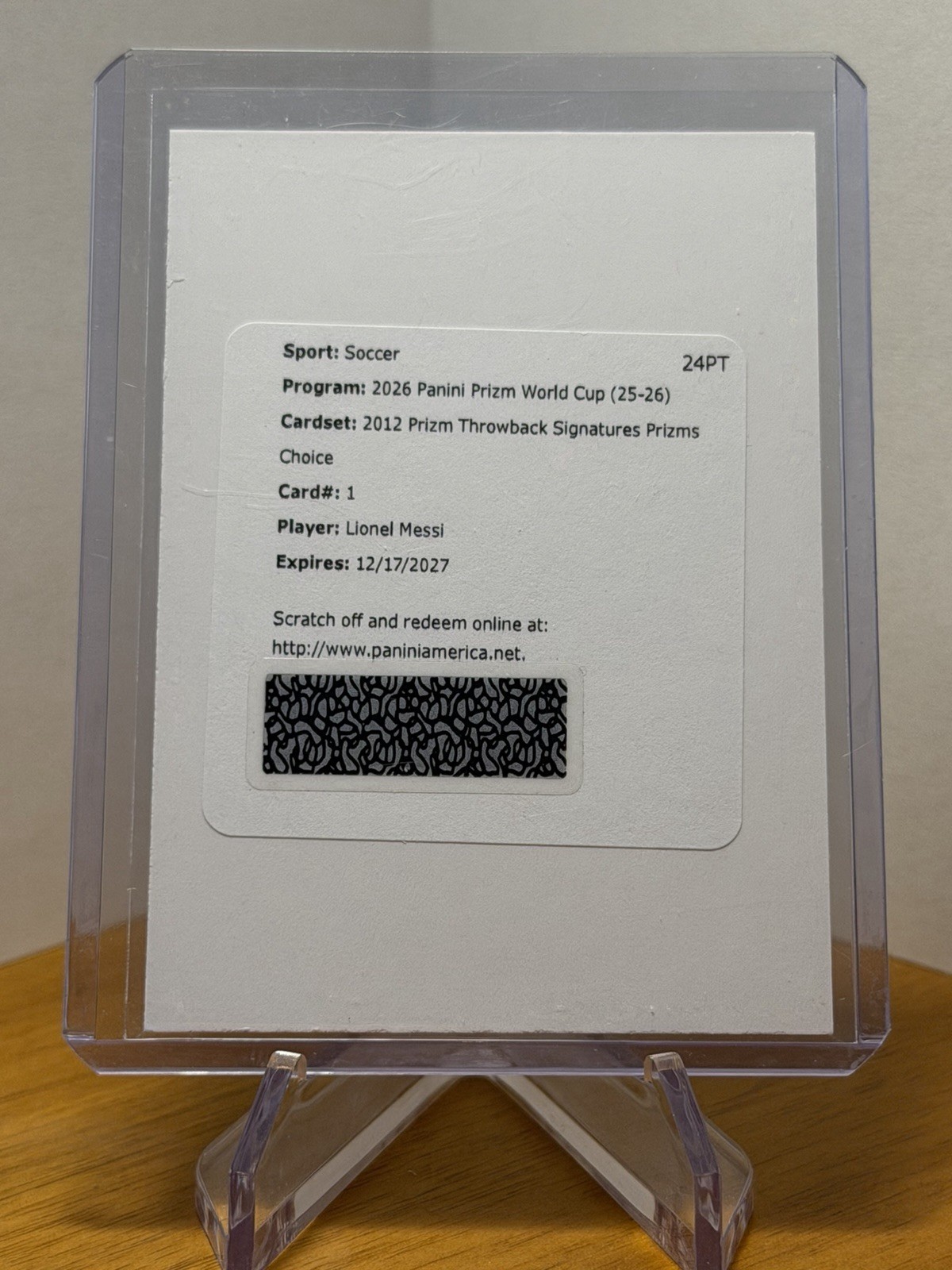 2026 Panini Prizm FIFA World Cup Throwback Lionel Messi Auto Choice Redemption