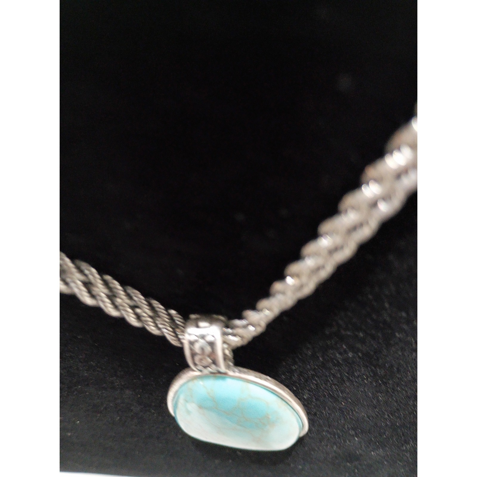 Grace Adele Turquoise Style Stone Silver Tone Cha… - image 5