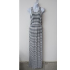 J Crew Factory Maxi Dress XS Striped Blue Nautical Stretch Vacation Beach Summer