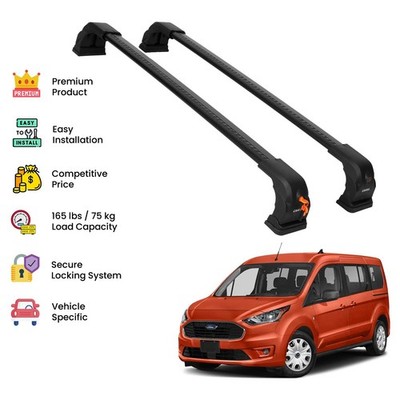 Black Premium Roof Rack Cross Bars For Ford Connect 2022 Up