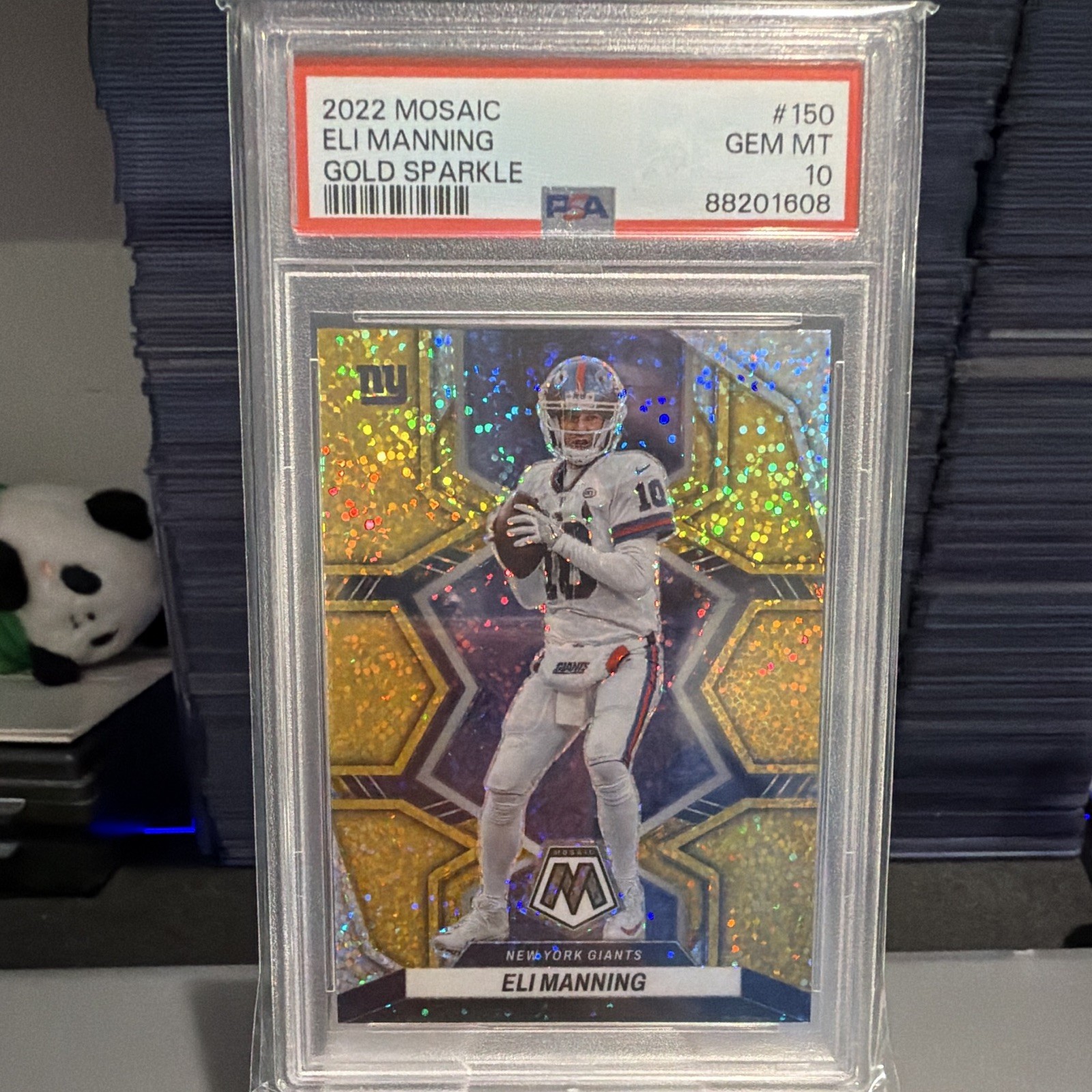Panini 2022 Mosaic Eli Manning Gold Sparkle Prizm #150 PSA 10 Giants
