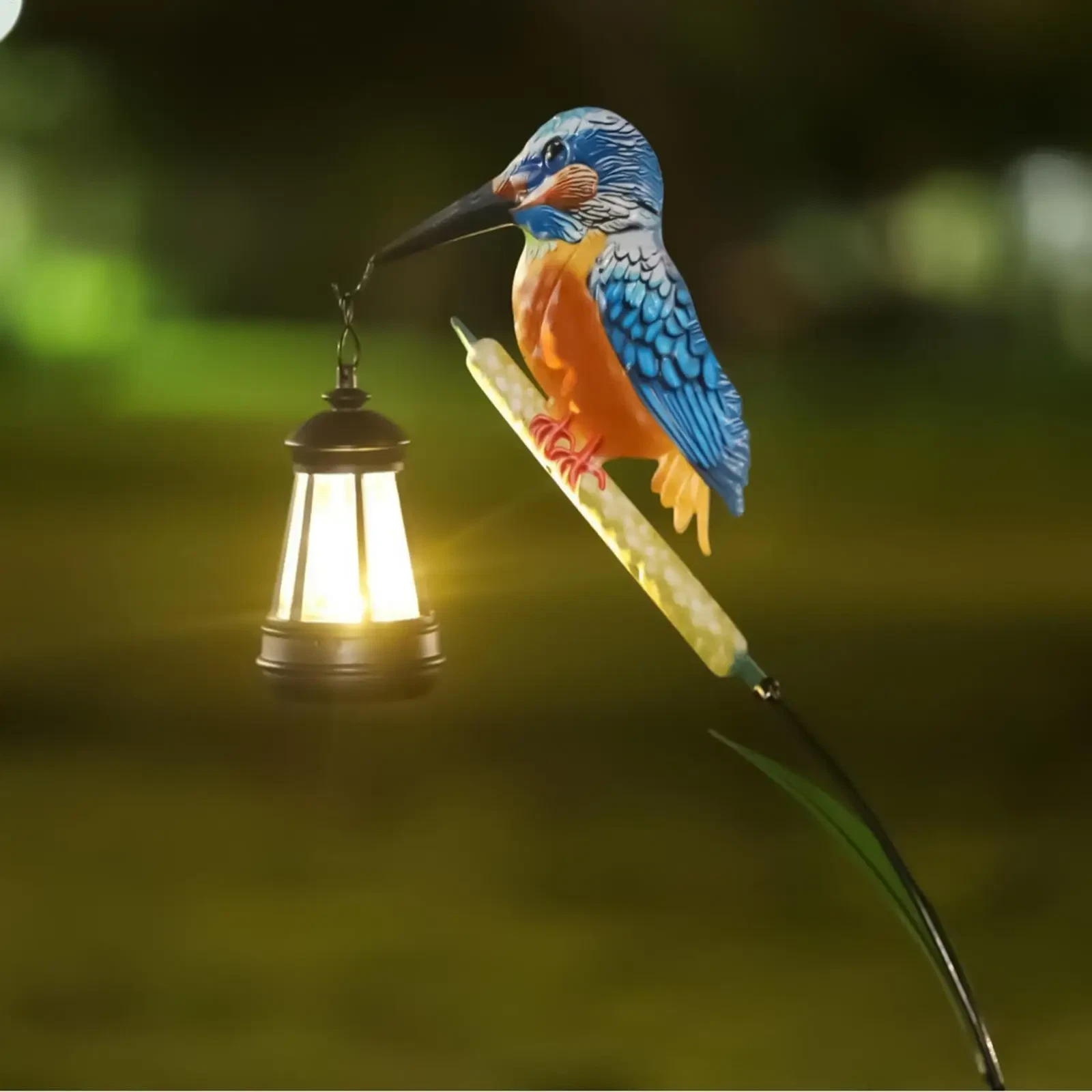 Solar Kingfisher Bird Garden Statue Waterproof LED Pathway Yard Light Decor