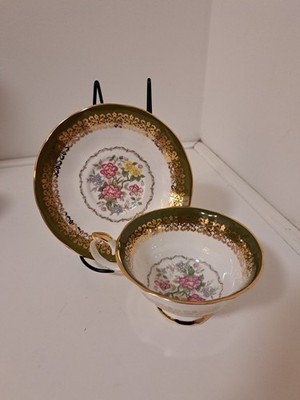 Versailles Green By Eliabethan  Sraffordshire Fine Bone China Tea Cup & Saucer