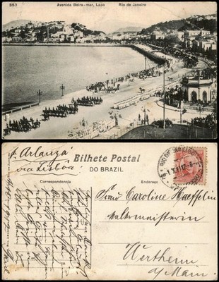 Postcard Rio de Janeiro Avenida Beira - mar, Lapa 1912