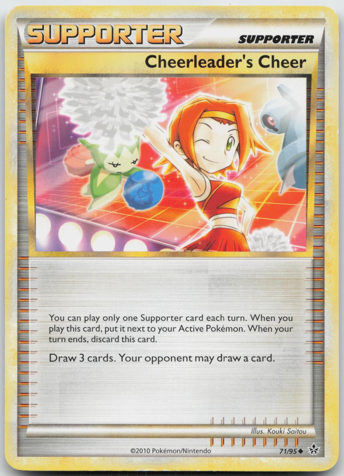 Cheerleader's Cheer 71/95 Uncommon HGSS Unleashed Pokemon Heavily Played