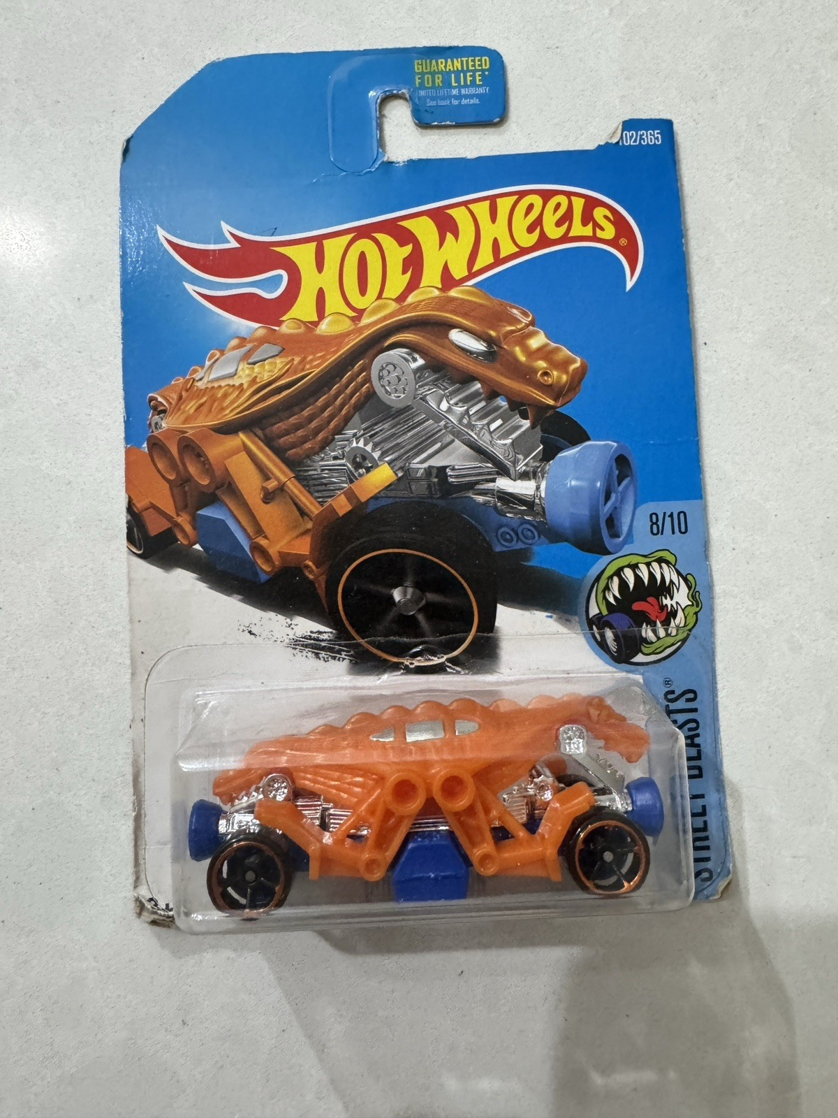 2017 Hot Wheels #102 Street Beast 8/10 DOUBLE DEMON Orange/Blue w/Black Creature