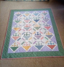 Handmade & Hand Quilted Throw 54x65 Spring Pastel Colors
