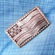 Western Patriot American Flag Belt Buckle Cowboy Cowgirl Floral Scroll  .SHY629