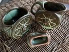 Frankoma Pottery Wagon Wheel GREEN Cream & Sugar w Lid 94B FABULOUS CONDITION! — photo 9