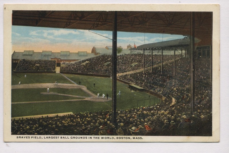 Rare 1917 Boston Braves Baseball Stadium Postcard Homeplate View Game Action