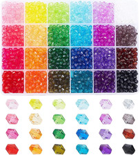 2160pcs 6mm Crystal Beads Bicone Bracelet Bead Faceted Acrylic Beads 24 Colors..