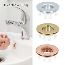 Bathroom Basin Sink Overflow Ring Chrome Hole Cover Cap Inserts Round 3 color