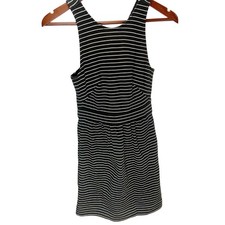 Madewell Afternoon Tea Textured Striped Sleeveless Dress XS Black White