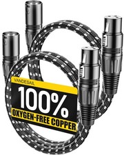 VANDESAIL XLR Cables, 3ft 2 Pack Microphone Cable, 3 Feet, Black-White