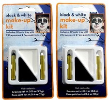 2pk Black  White Make-Up Kit Halloween Stage w/tray, 2 Crayons  Face Paint 11z