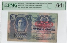 Austria 20 Kronen 1913 P-53a PMG 64 EPQ