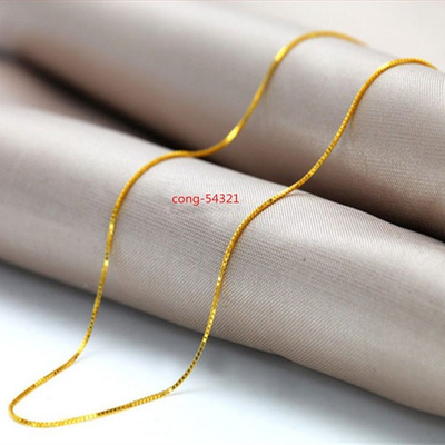 #ad New Pure Solid Au750 18K Yellow Gold Women#x27;s Box Chain Necklace 18quot;adjustable $90.25