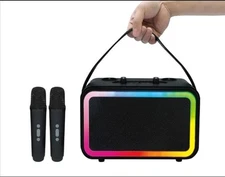Portable 50W Speaker System Karaoke Machine with 2 Wireless Microphones & Lights