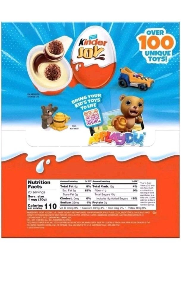 Huevos sorpresa de chocolate blanco Kinder Joy Everyday 0,7 oz (paquete de 20) Foto 2 de 3