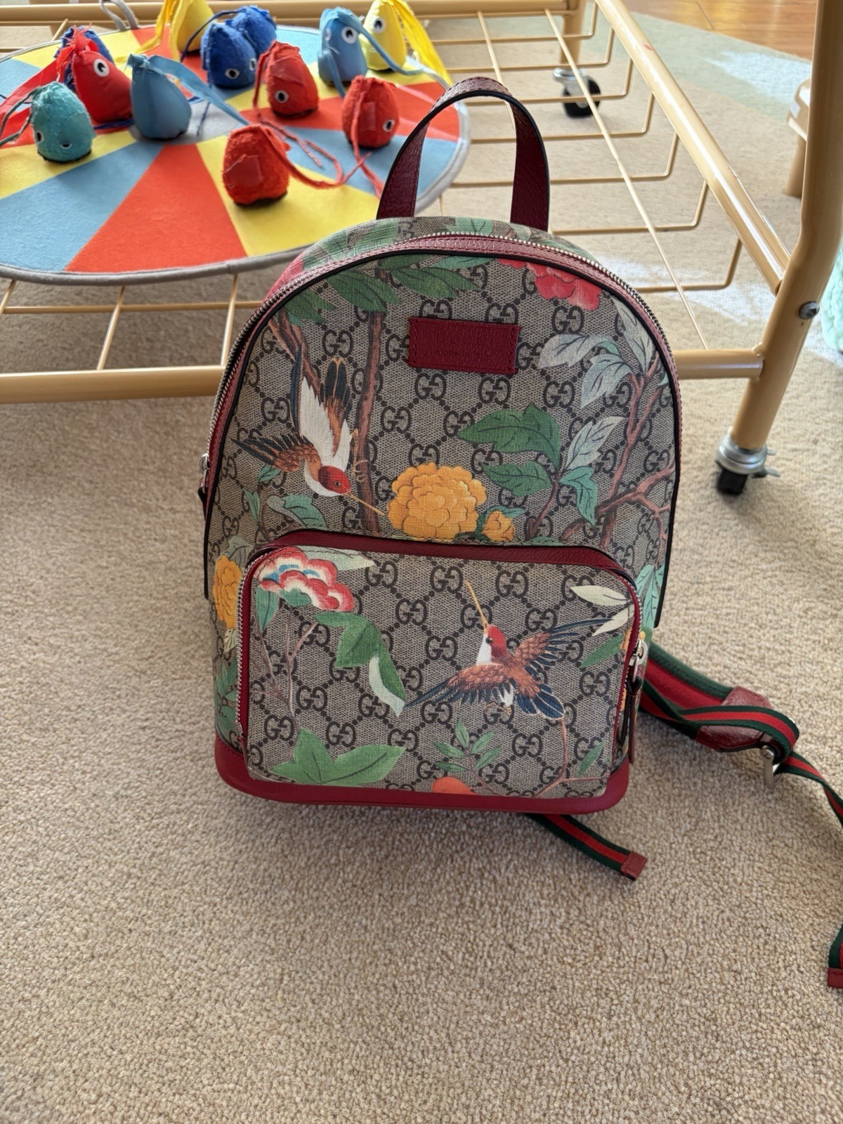 GUCCI Floral Bird Pattern Backpack - image 1