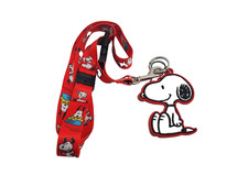 Peanuts Snoopy Woodstock Neck Lanyard Keychain Rubber Charm Red ID Holder