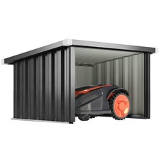 Outsunny Garage per Robot Tagliaerba in Acciaio, 108x86x62.5 cm, Grigio Scuro
