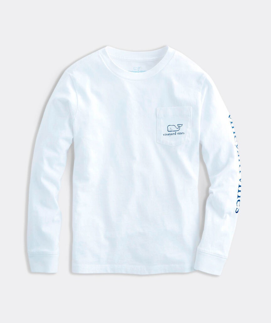 Vineyard Vines Shirt Size Medium 12-14 Youth White Long Sleeve T-shirt Whale Kid