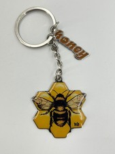 Honey Bee Honeycomb Keychain Enamel Metal Key Ring UD