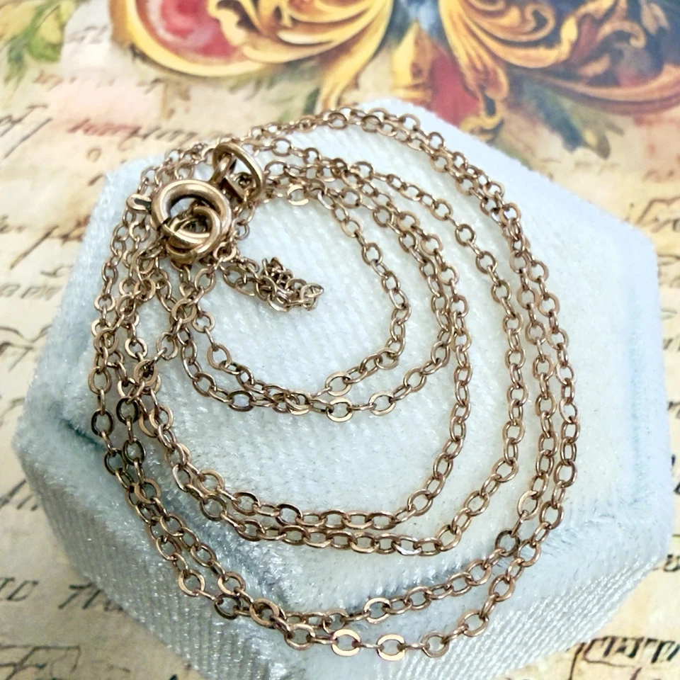 Винтажная цепочка из розового золота 14 карат 583 эпохи Восточной Европы СССР — 22,5 дюйма — 57 см — No1981 - Изображение 4 из 4
