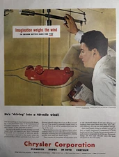 1947 Chrysler Corporation Creative Imagination Engineering Wind VTG Print Ad