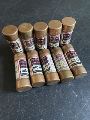 LOT OF (10) NEW BUSS JHC 15 HI-CAP FUSE 600VAC TIME DELAY 15A CLASS J