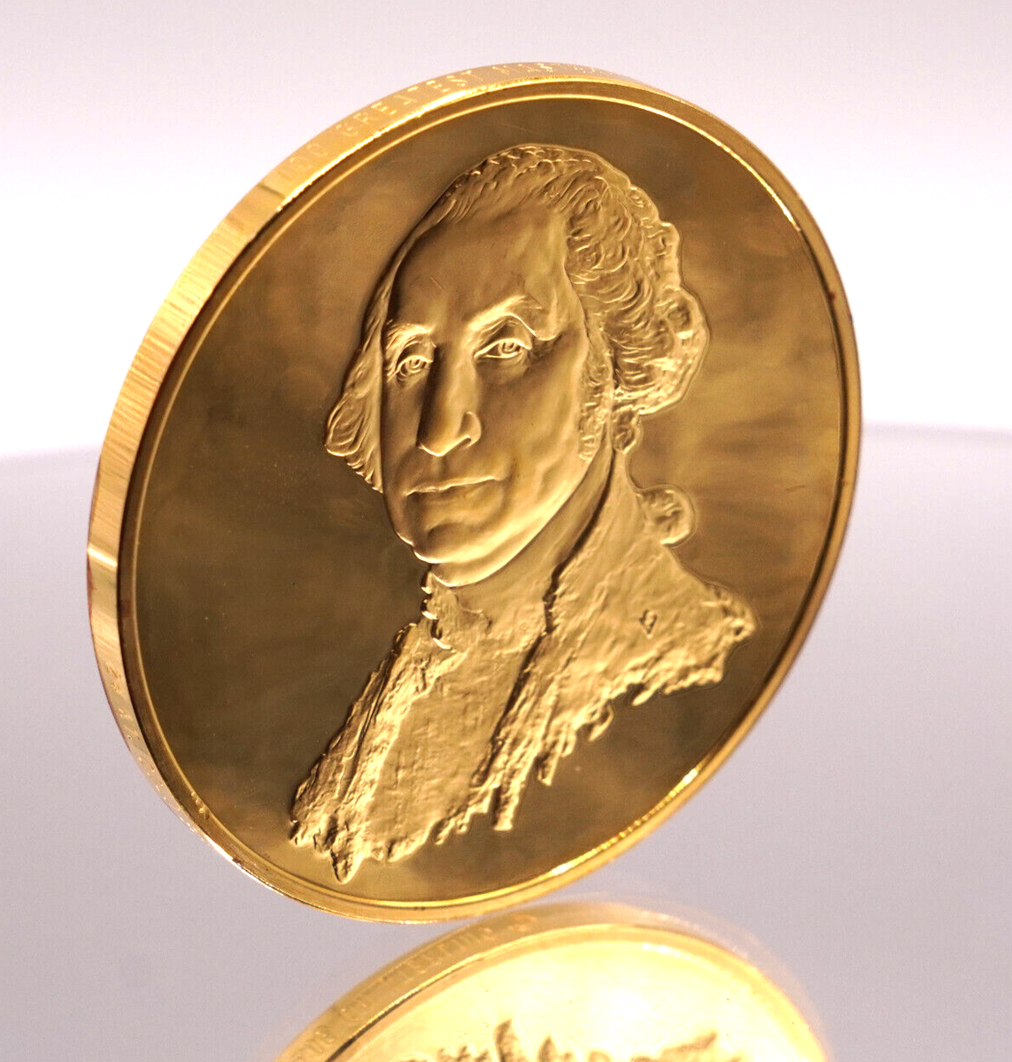 President George Washington 24k Gold Franklin Mint 925 Silver art