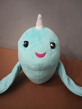 Fingerlings Hugs Narwhal Interactive Plush Stuffed Animal 13" Nikki Blue B2 