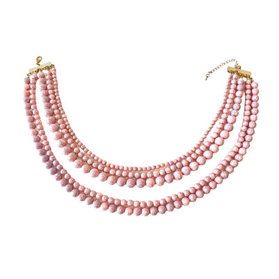 Soft Pink Bead Necklace Multi Strand Graduated Layered - Adjustable ~ 24''