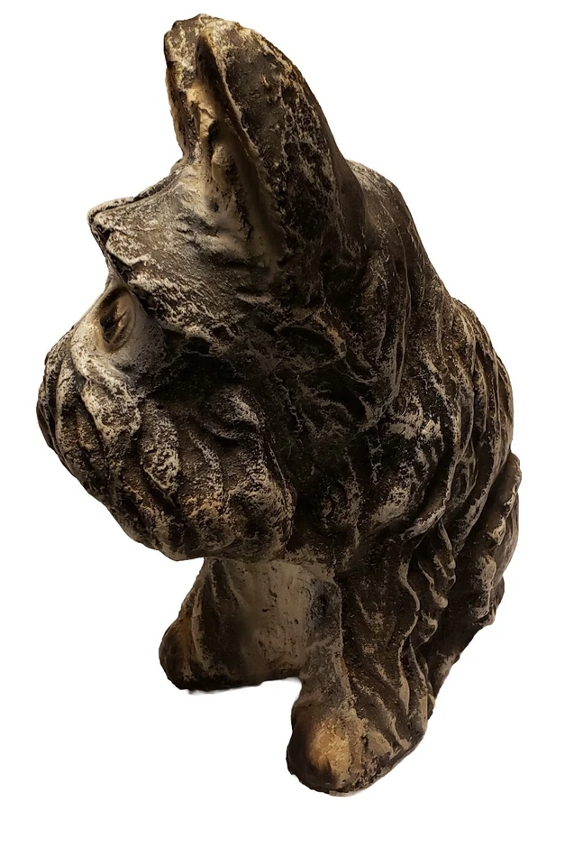 Estatua de perro escocés sentado de colección hormigón cemento negro gris/azul blanco decoración de patio Foto 3 de 4