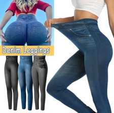 Women Stretchy Denim Jegging Jeans High Waist Tummy Control Pencil Pants Push Up