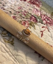 Copper Rings With Lt. Pink Glass Beads, Using Silver Plated Wire. SZ 6 6.5.