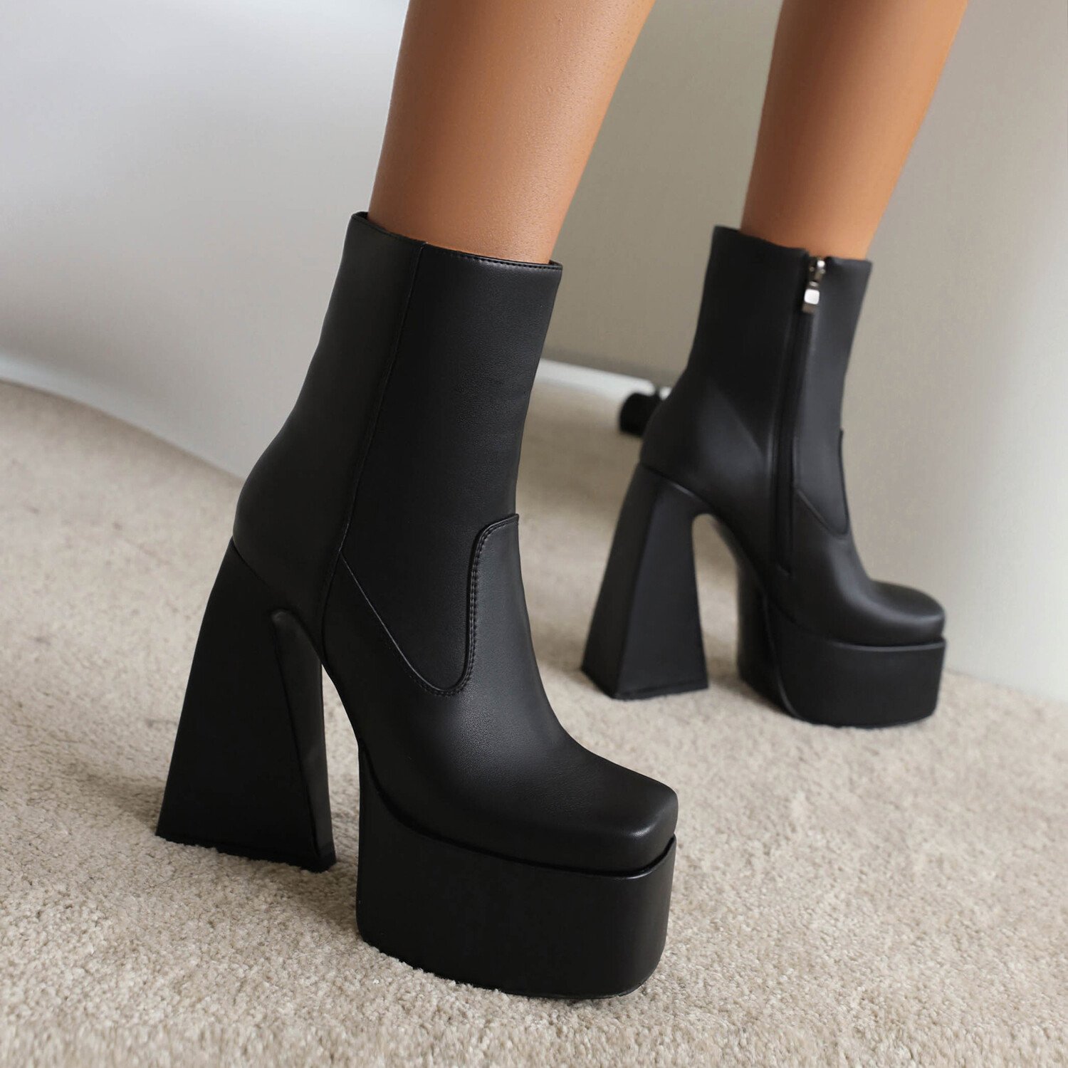 Womens Warm Round Toe Block Zipper Pary 