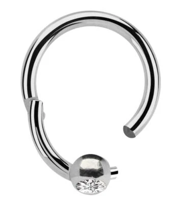 MODERN NATURE PIERCING-SCHMUCK Titan Piercing Orecchio Naso Anello Bcr 1,0mm Con Clicker E Sfere Cristallo