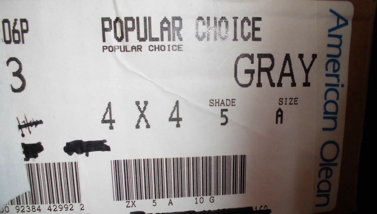 1 pc. *Light Gray* Glossy Ceramic Tile by American Olean; 4