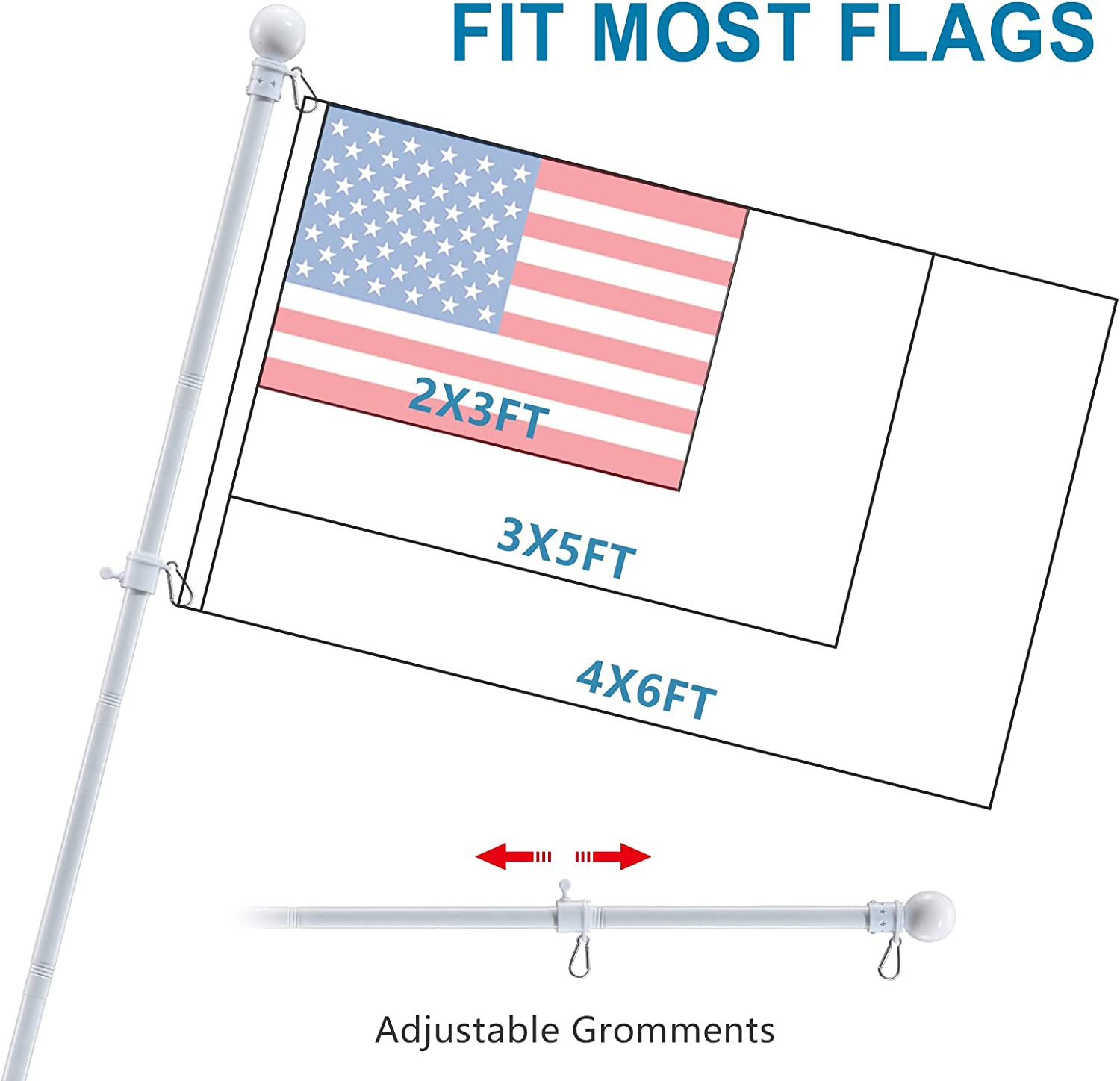 Flag Pole Holder for outside House - 5Ft Heavy Duty Stainless Steel House Flag P