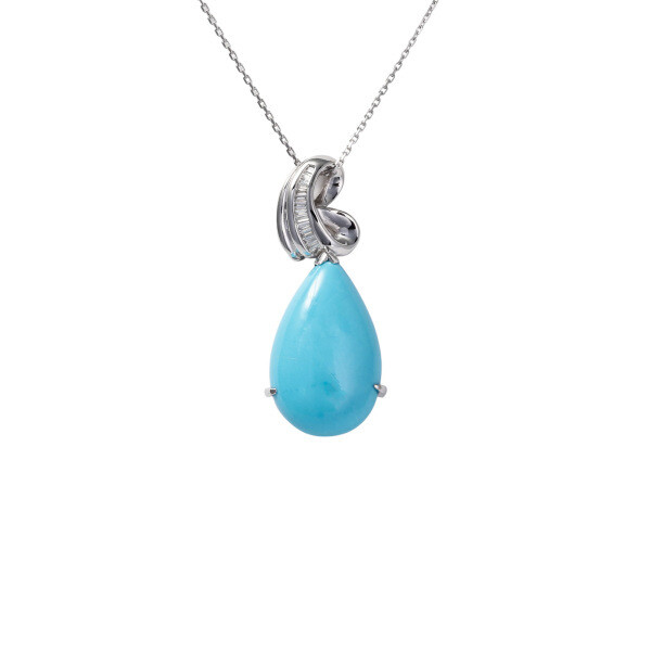 PT850 TURQUOISE DIAMOND OTHER NECKLACE | eBay