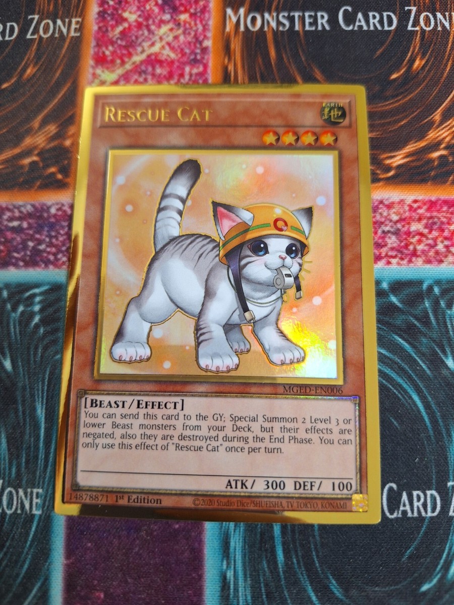 Yu-Gi-Oh! Rettungskatze (Alternate Art) – MGED-EN006 – Premium Gold Rare – 1. Auflage Yu-Gi-Oh! Rettungskatze (Alternate Art) – MGED-EN006 – Premium Gold Rare – 1. Auflage