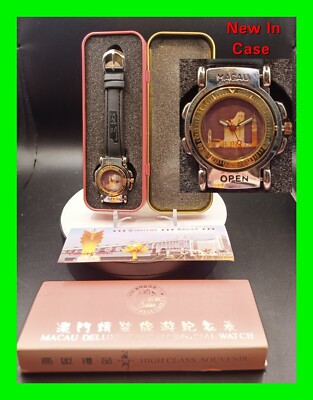 Rare Unique Hidden Dice Face Macau Memorial Casino Gambling Watch Working w/ Box